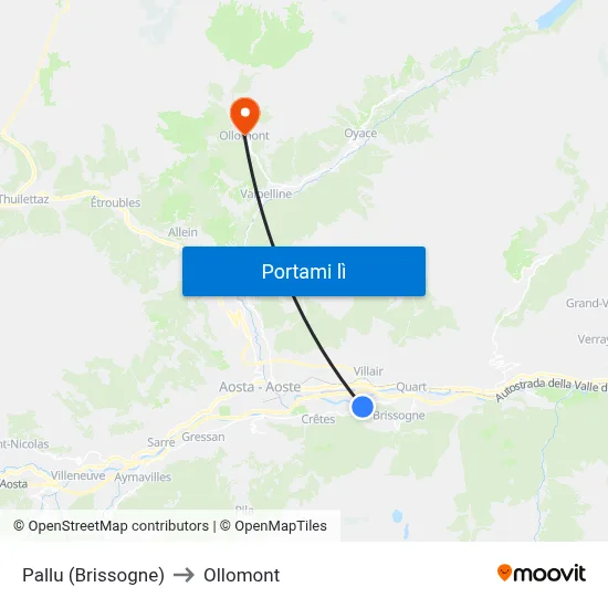 Pallu (Brissogne) to Ollomont map