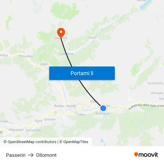 Passerin to Ollomont map