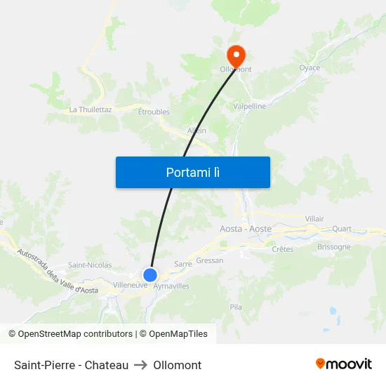 Saint-Pierre - Chateau to Ollomont map