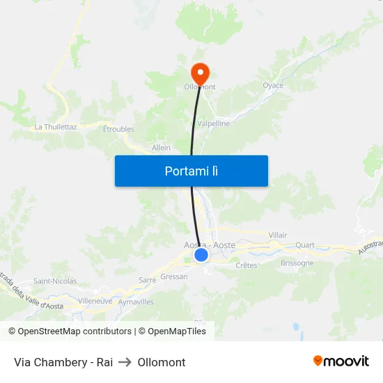 Via Chambery - Rai to Ollomont map