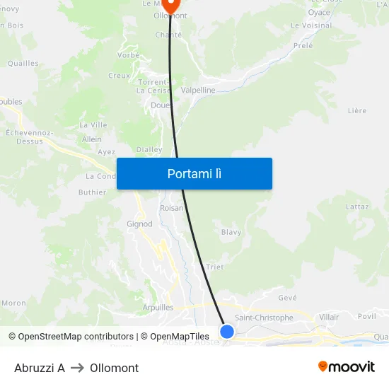 Abruzzi A to Ollomont map