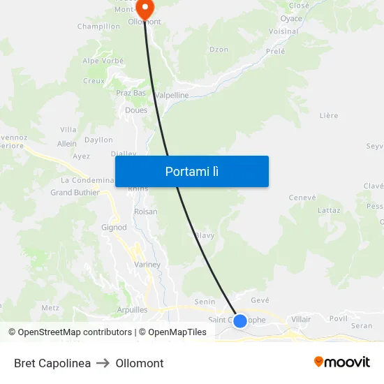 Bret Capolinea to Ollomont map