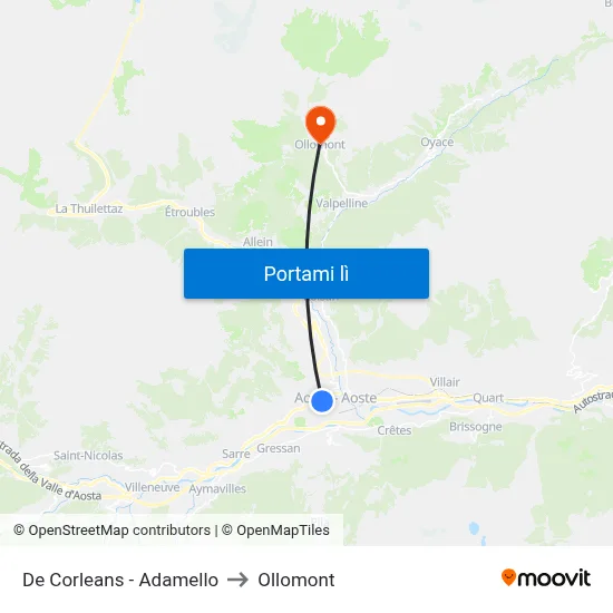 De Corleans - Adamello to Ollomont map