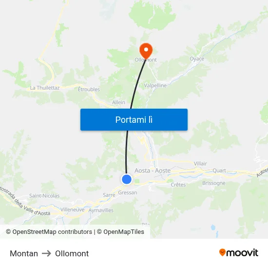Montan to Ollomont map