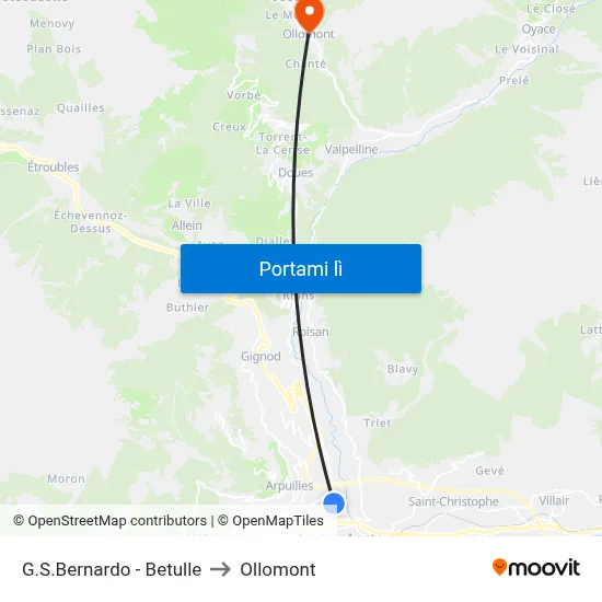 G.S.Bernardo - Betulle to Ollomont map