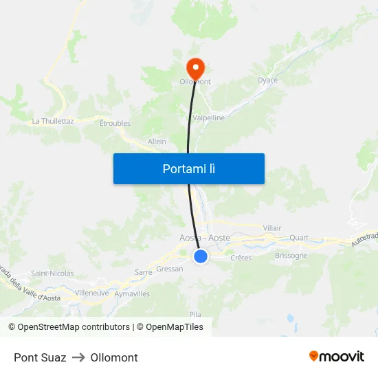 Pont Suaz to Ollomont map