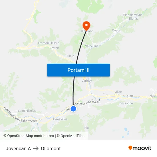 Jovencan A to Ollomont map