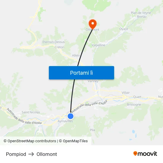 Pompiod to Ollomont map