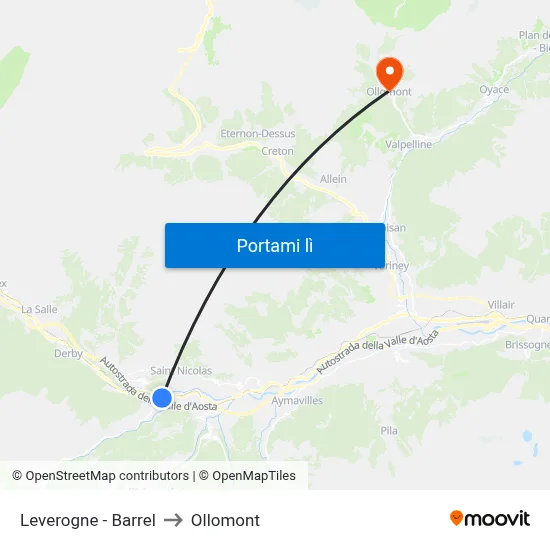 Leverogne - Barrel to Ollomont map