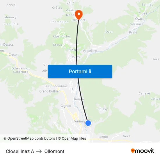 Closellinaz A to Ollomont map
