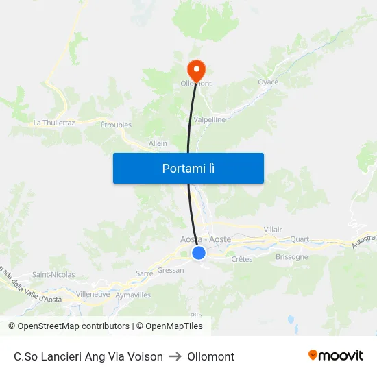 C.So Lancieri Ang Via Voison to Ollomont map