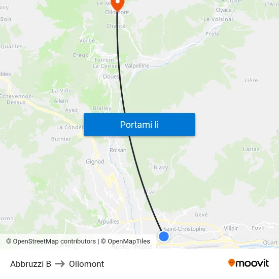Abbruzzi B to Ollomont map