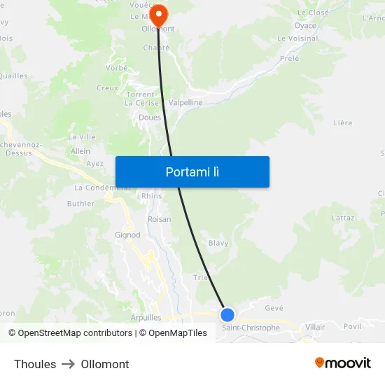 Thoules to Ollomont map
