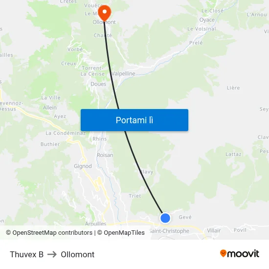 Thuvex B to Ollomont map