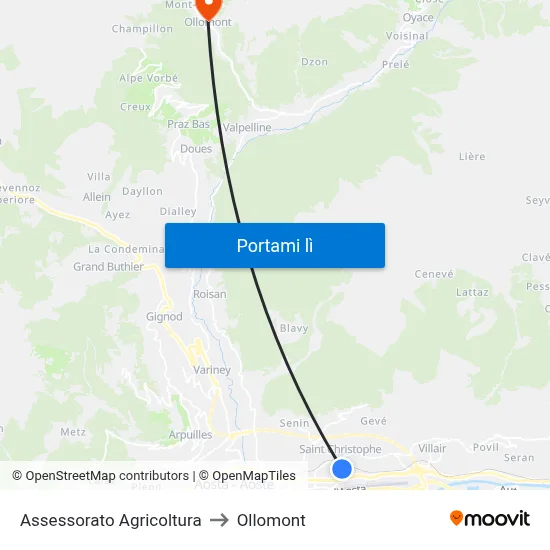 Assessorato Agricoltura to Ollomont map