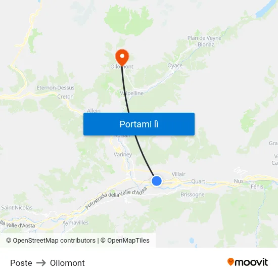Poste to Ollomont map