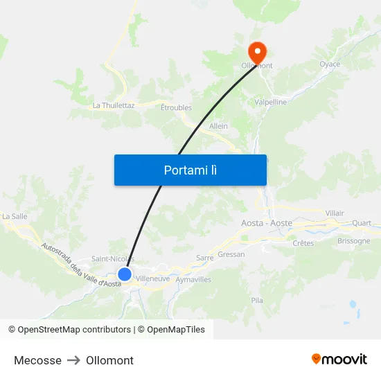 Mecosse to Ollomont map