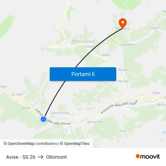 Avise - SS 26 to Ollomont map