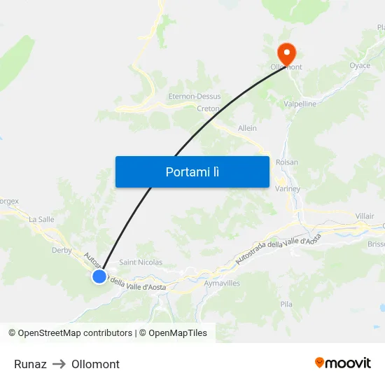 Runaz to Ollomont map