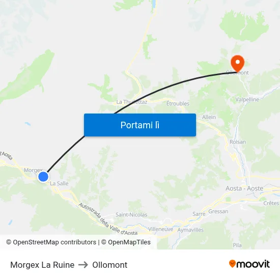 Morgex La Ruine to Ollomont map