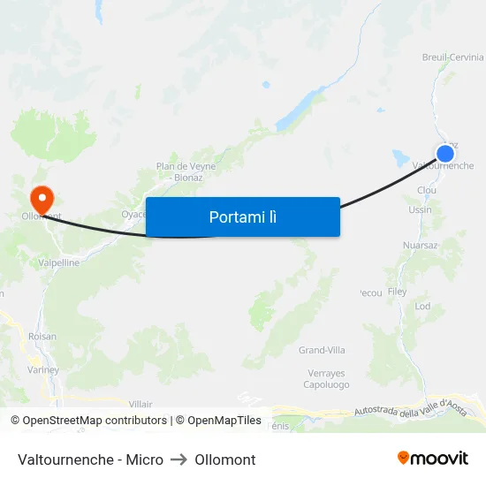 Valtournenche - Micro to Ollomont map