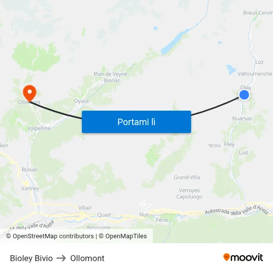 Bioley Bivio to Ollomont map