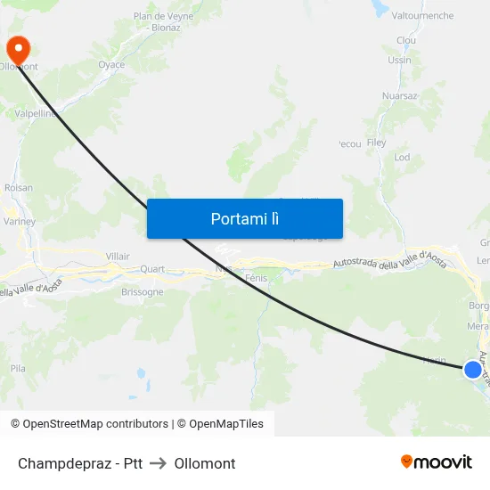 Champdepraz - Ptt to Ollomont map