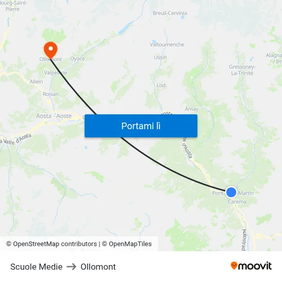 Scuole Medie to Ollomont map