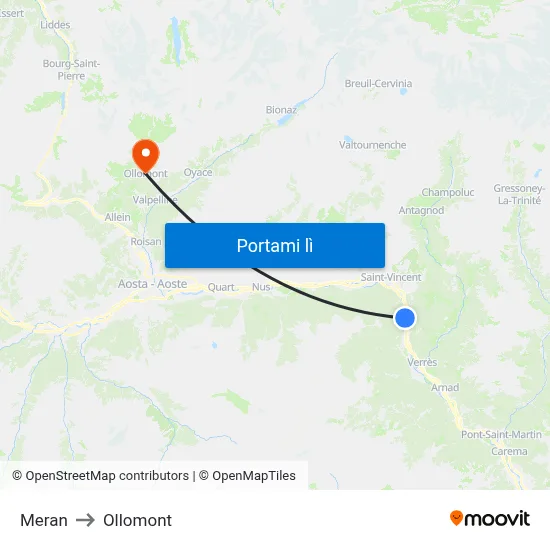 Meran to Ollomont map