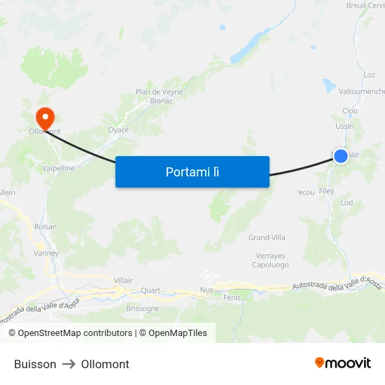 Buisson to Ollomont map