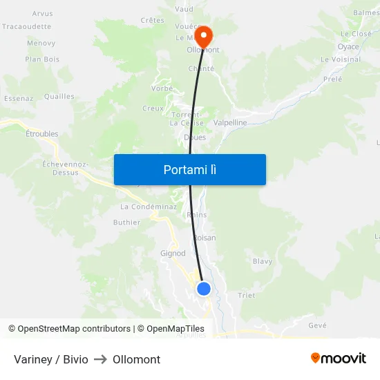 Variney / Bivio to Ollomont map