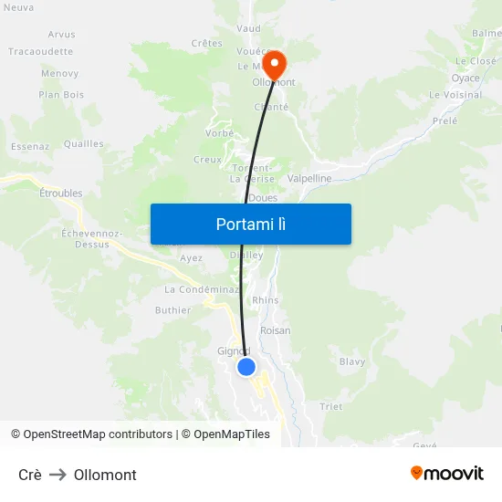 Crè to Ollomont map