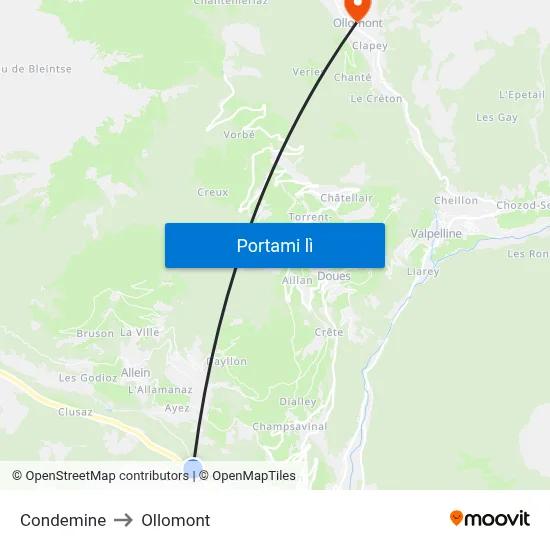 Condemine to Ollomont map