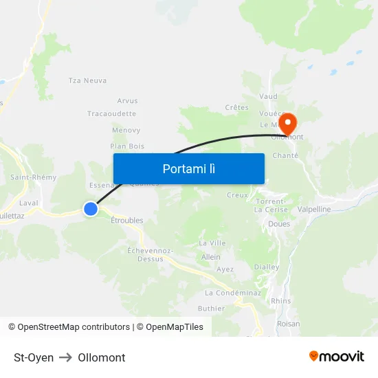 St-Oyen to Ollomont map