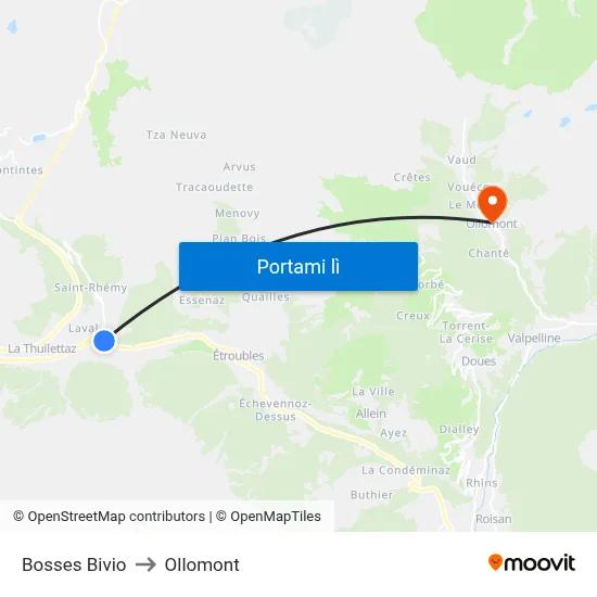 Bosses Bivio to Ollomont map