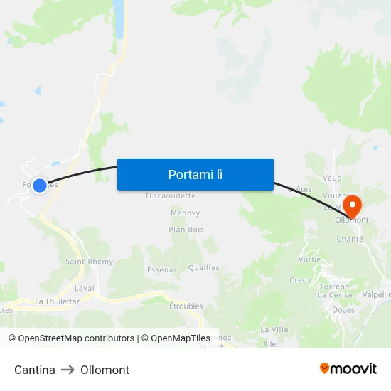 Cantina to Ollomont map