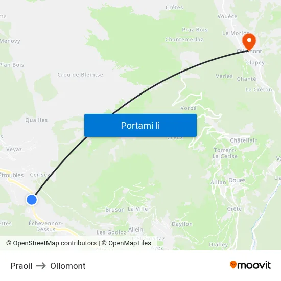 Praoil to Ollomont map