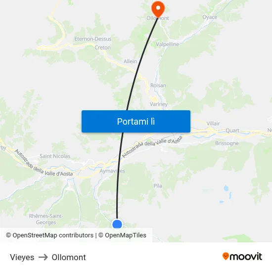 Vieyes to Ollomont map