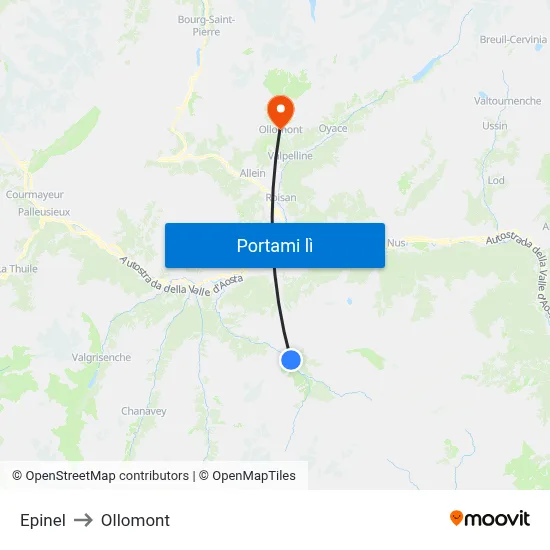 Epinel to Ollomont map