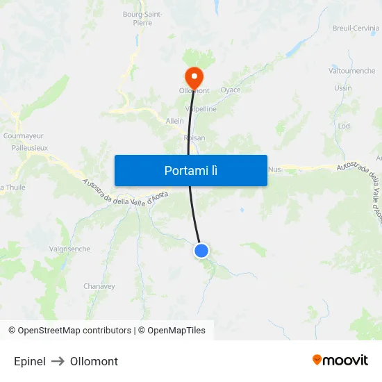 Epinel to Ollomont map