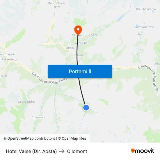 Hotel Valee (Dir. Aosta) to Ollomont map