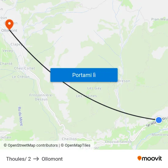Thoules/ 2 to Ollomont map