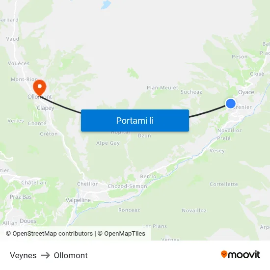Veynes to Ollomont map