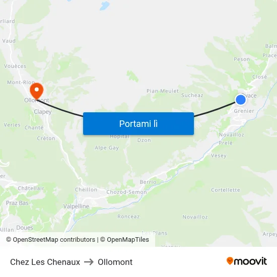 Chez Les Chenaux to Ollomont map