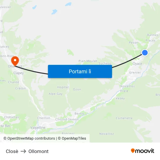 Closè to Ollomont map