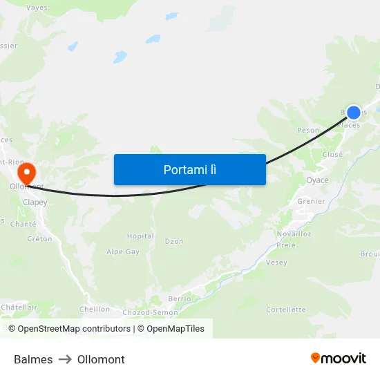 Balmes to Ollomont map