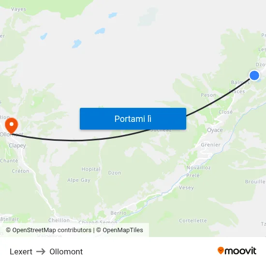 Lexert to Ollomont map
