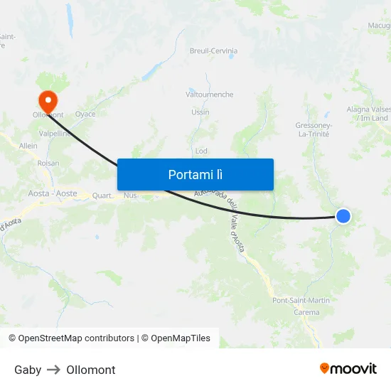 Gaby to Ollomont map