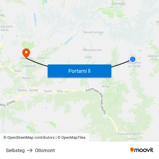 Selbsteg to Ollomont map