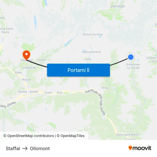 Staffal to Ollomont map